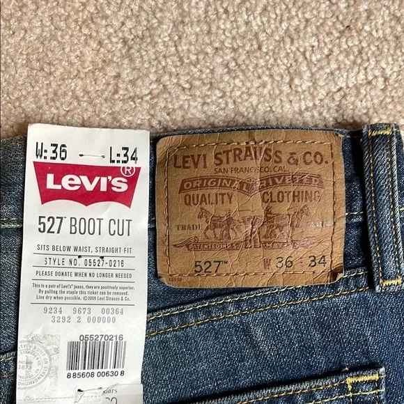 Levi's 527 Blue Bootcut Jeans (Size: 36x34) - Picture 6 of 6